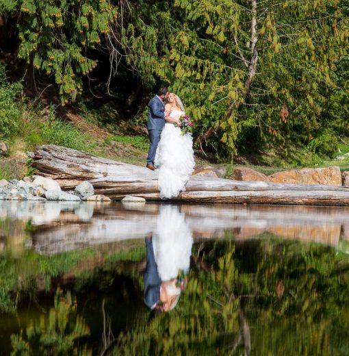 Bride & Groom by Pond