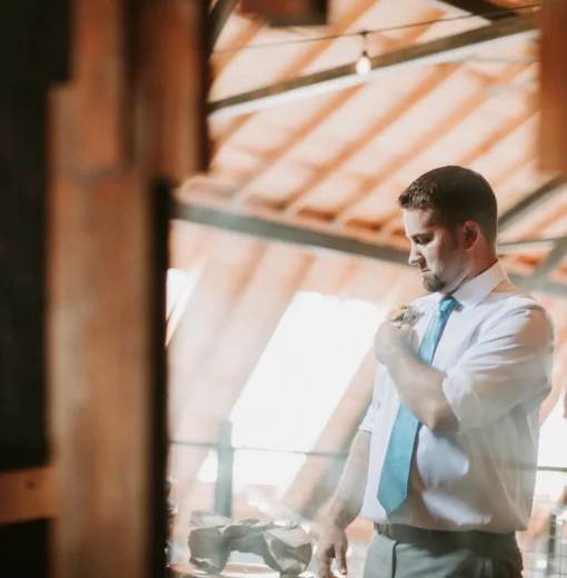 Mirror Portrait in Groomsmen Area